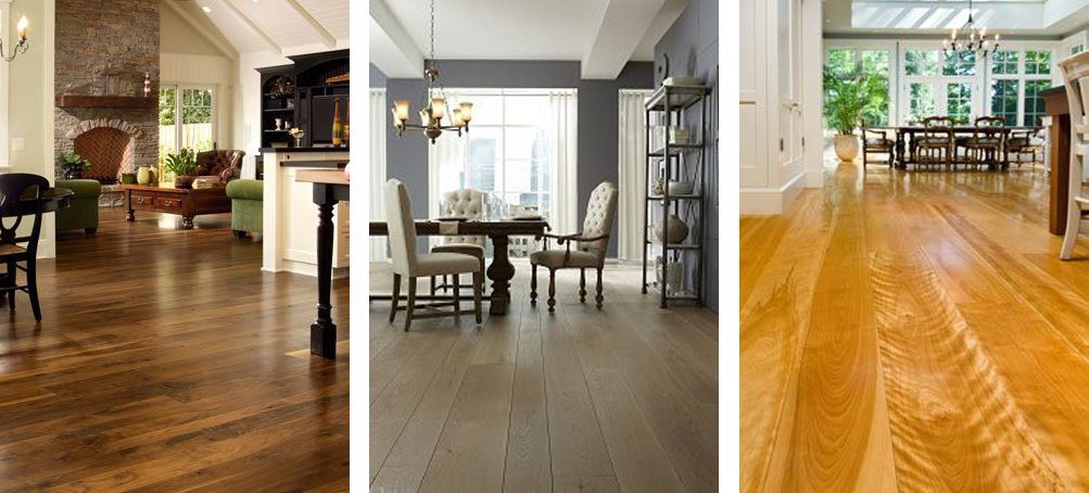 Three hardwood flooring examples from Carlisle Wide Plank Floors