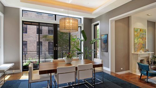Wide Plank Flooring In Modern Dining Room