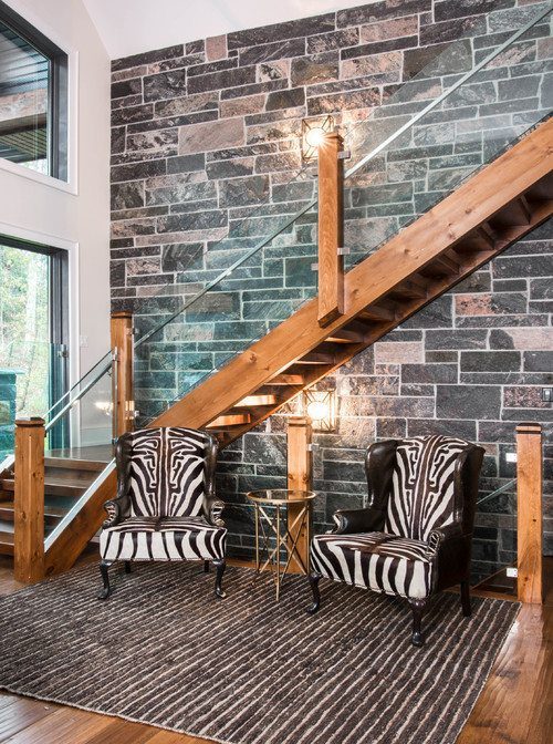 Dark Wood Floor In Transitional Entry