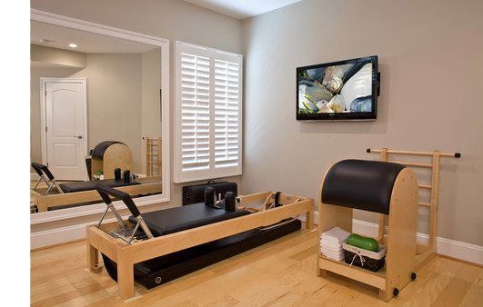 hardwood flooring in yoga studio