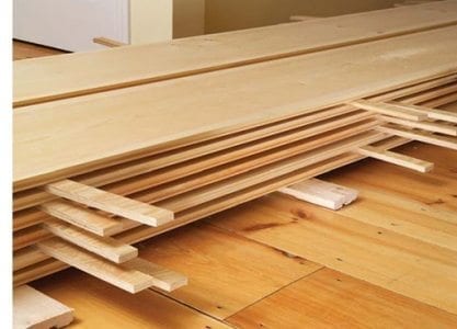 Planks of wood, stacked and stored