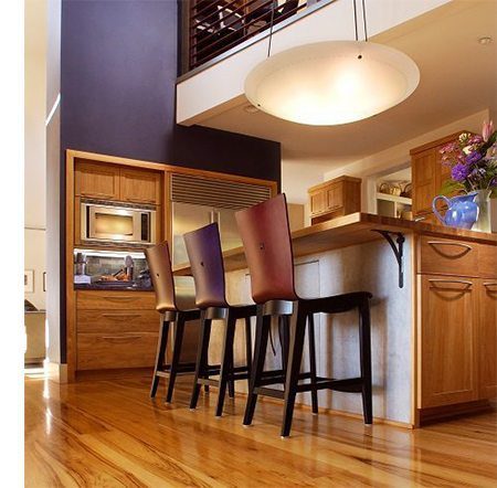 Hickory Wood Floors and Colorful Accent Wall from Carlisle Wide Plank Floors