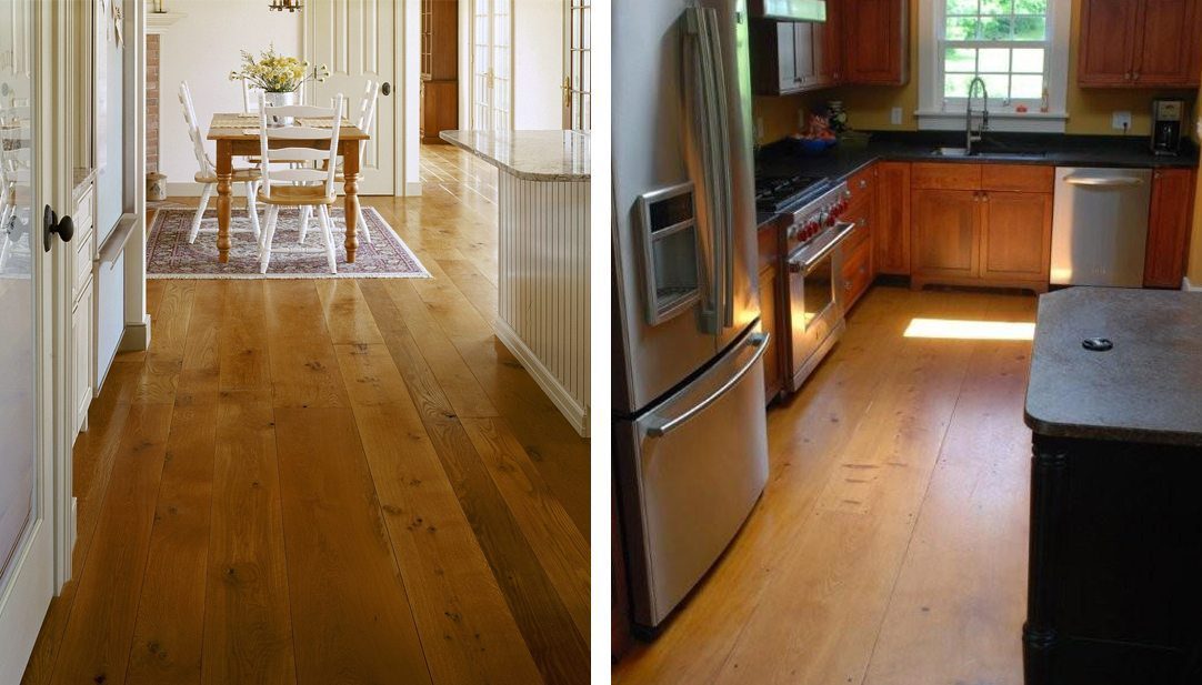 Oak and Pine wide plank flooring from Carlisle
