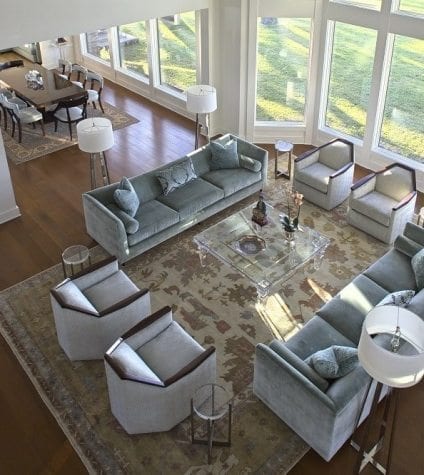 Rift and Quartersawn White Oak Flooring in Open Concept Living Room