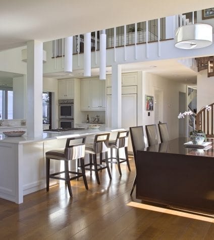 Rift and Quartersawn White Oak Flooring in Ocean-View Kitchen