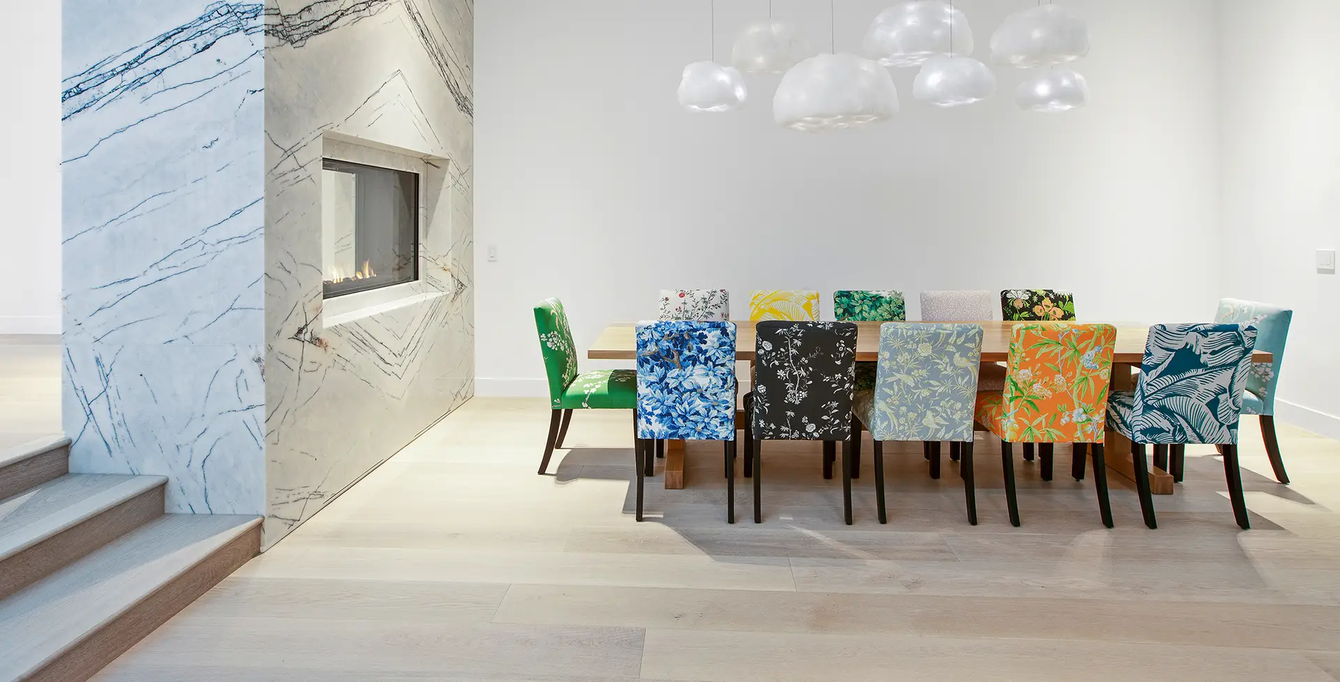 Carlisle Elysian light hardwood flooring in colorful dining room