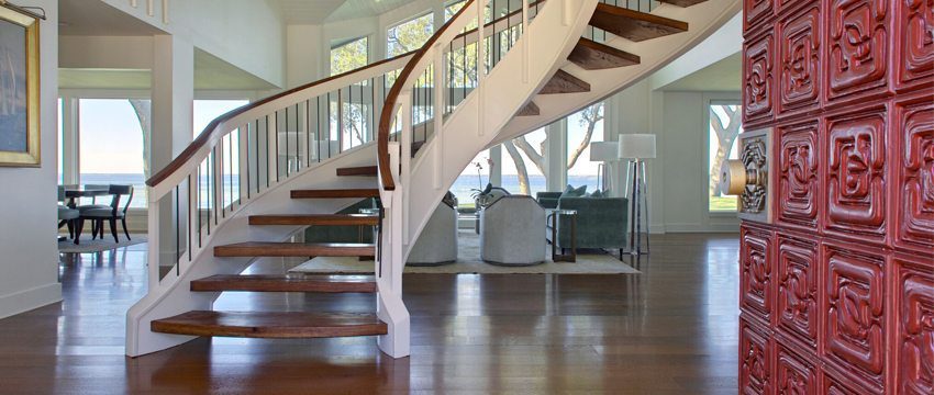 Grand open spiral staircase