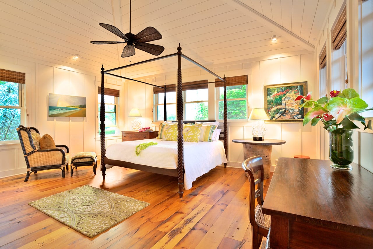 milled barnwood flooring in bedroom