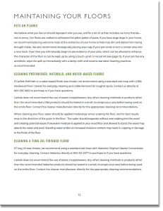 Floor maintenance document for natural and prefinished wide plank floors.