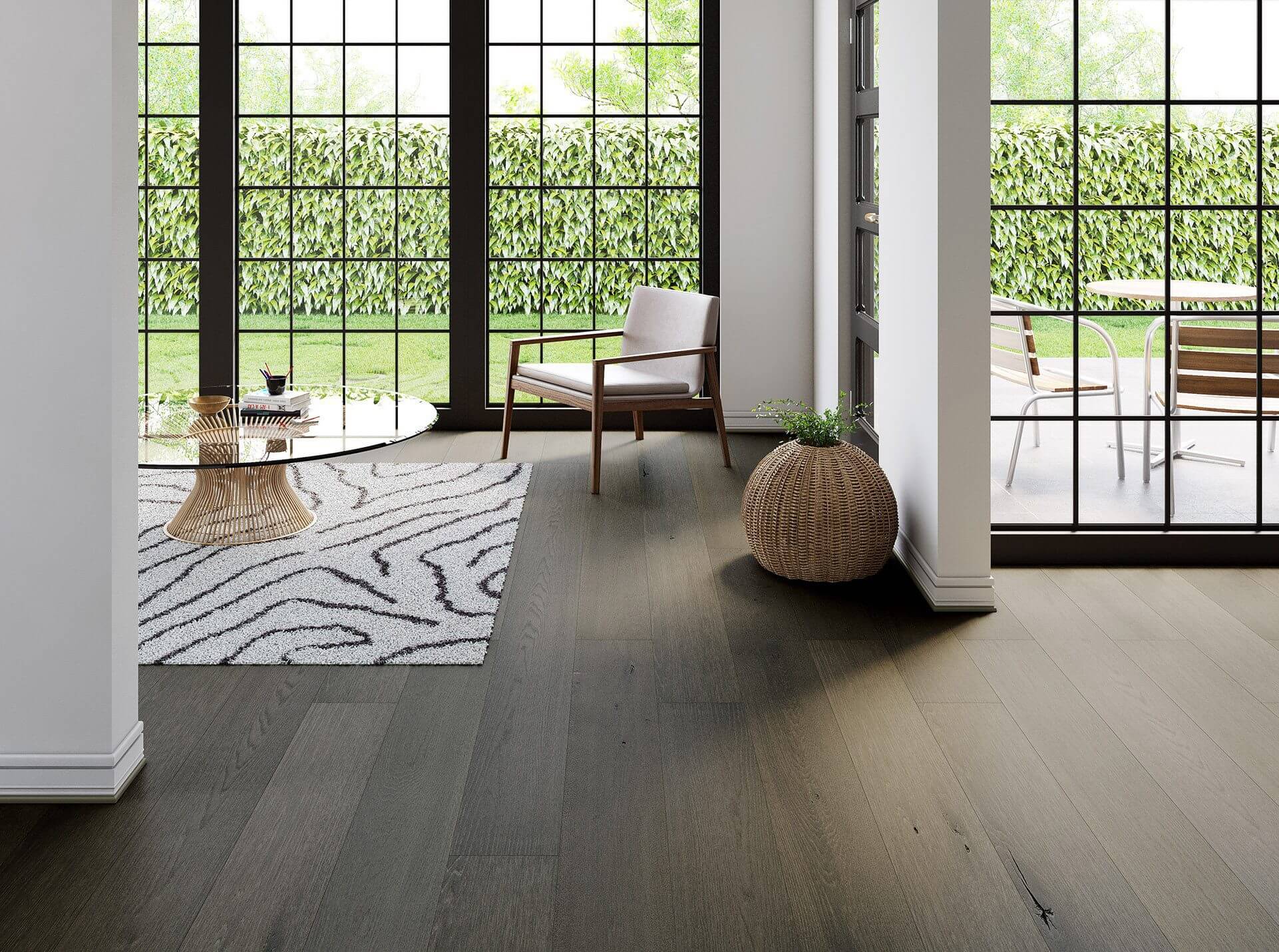 hardwood Gray Floor in Basement