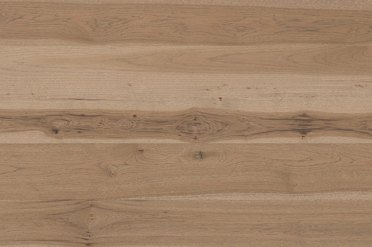 Horizontal wide plank flooring in light brown tones with smooth, natural texture.