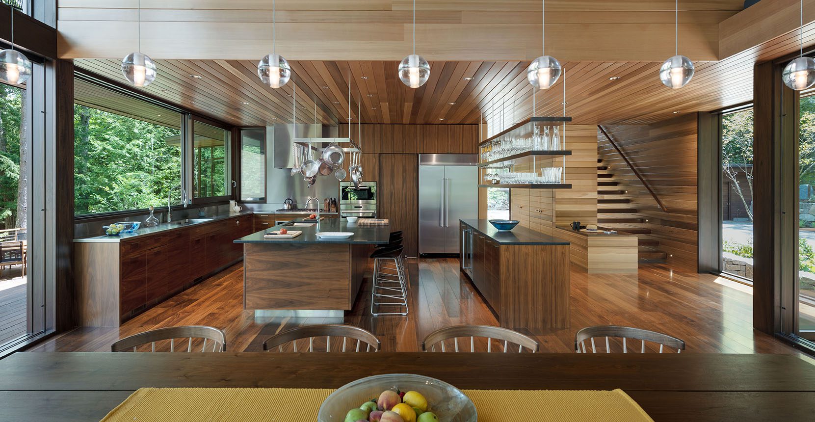 dark flooring in Open Kitchen