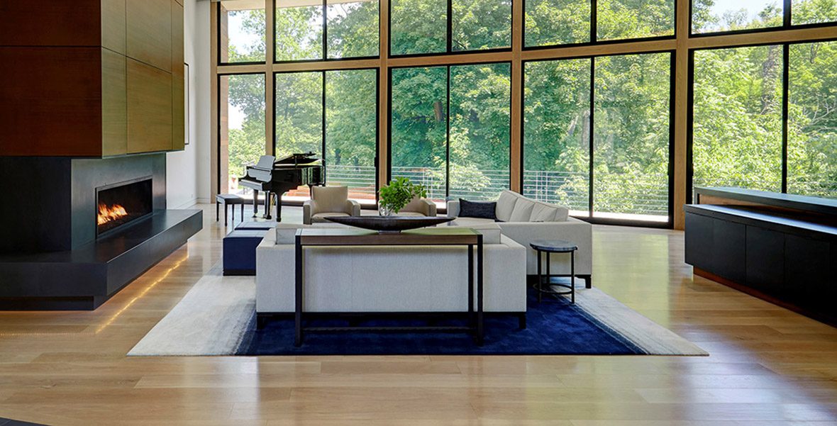 light floor in open living room