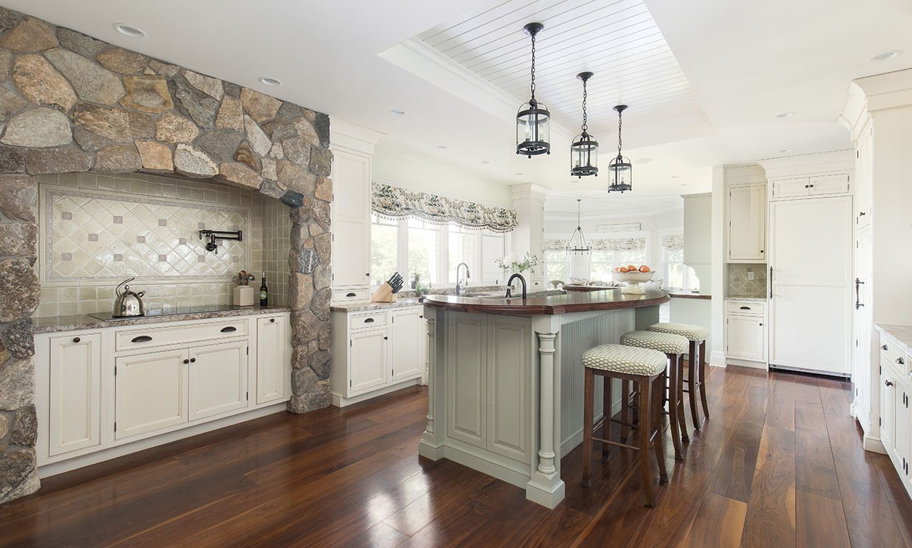 Dark walnut floor in upscale kitchen Dark walnut floor in upscale kitchen