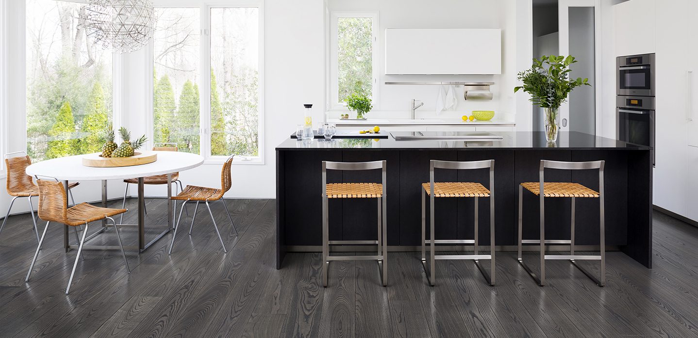 dark flooring in kitchen