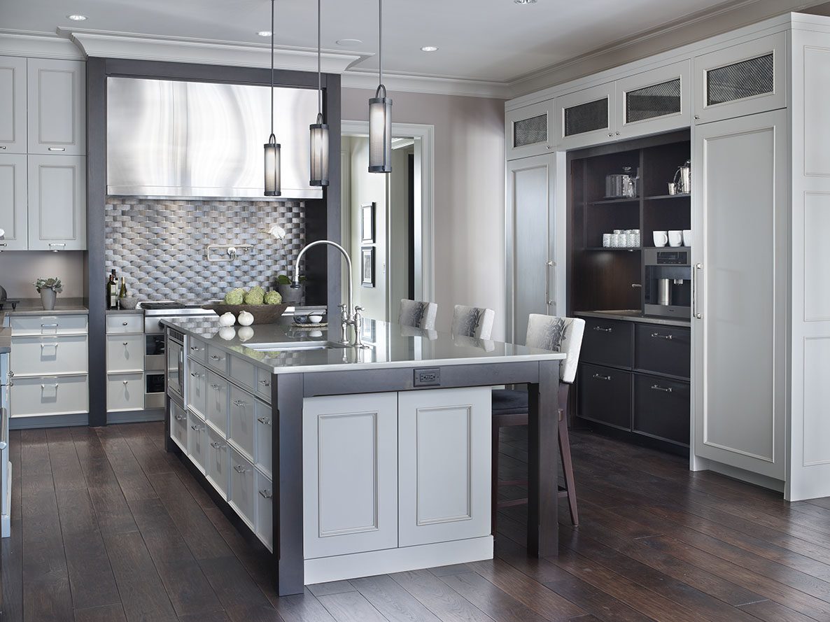 Dark Hickory Floor in Kitchen
