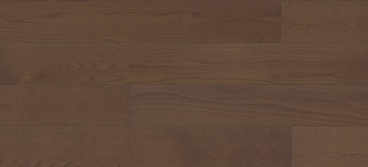 Horizontal dark wide plank flooring with natural grain patterns.