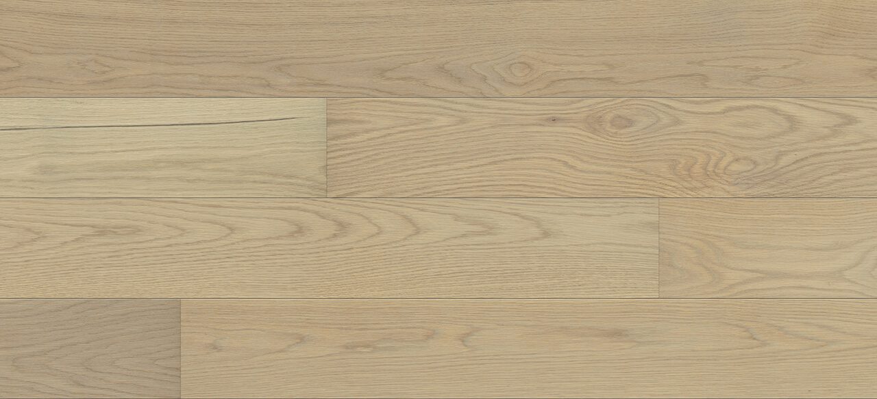 Wide plank flooring with light brown tones and smooth grain.