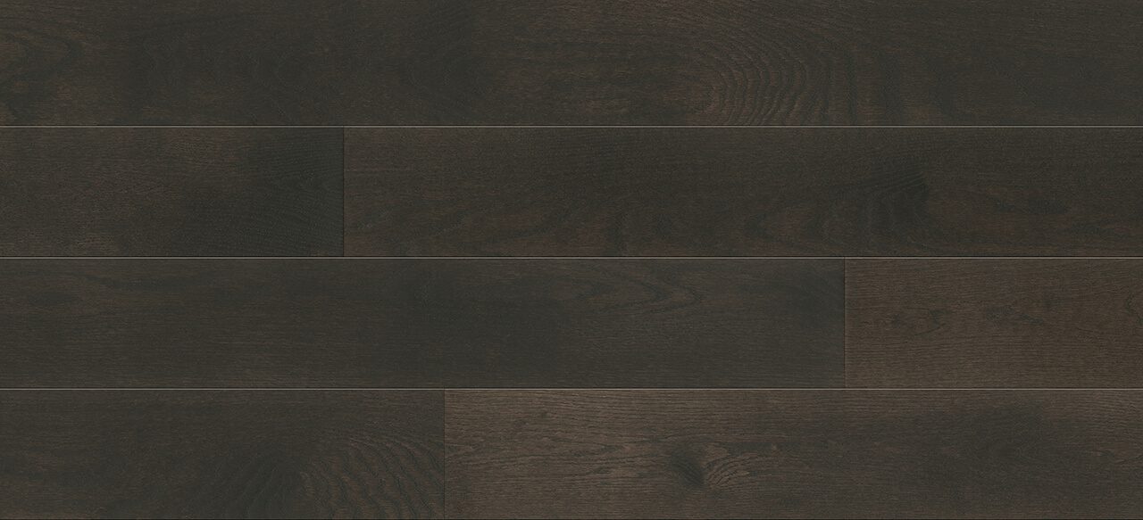 Dark wide plank flooring with grain, arranged horizontally.