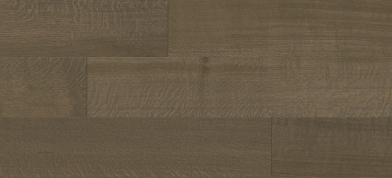 Horizontal wide plank floor with fine dark grain, sleek finish.