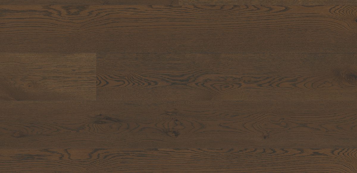 Dark wide plank flooring with swirling grain, polished for indoor use.